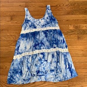 Blue tie dye cotton summer dress